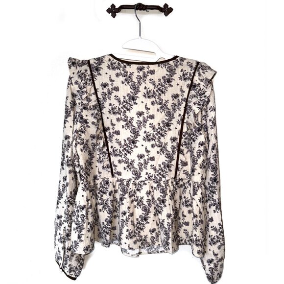 La February Toile Ruffled Babydoll Blouse - Picture 3 of 10